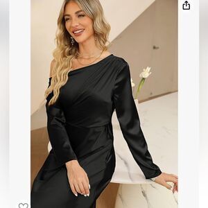 Nwt Jasambac Off one Shoulder Cocktail Party Wedding Guest Satin Dress XL